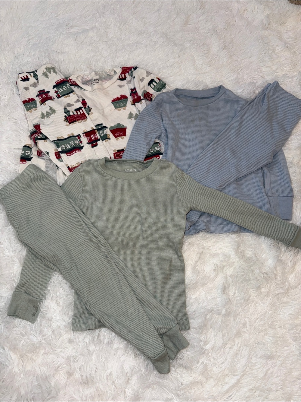 Carter's Light Green Waffle Long Sleeve Thermal Top